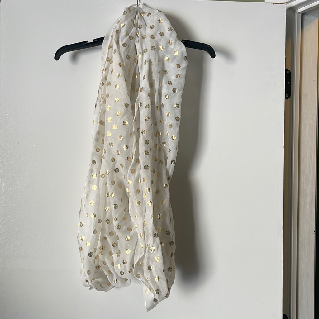 White And Gold Clover Infinity Scarf